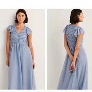 Boden Light Blue Tulle V Neck Maxi Dress Nwt